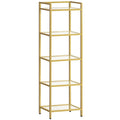 5-Tier Gold Bookcase with Tempered Glass Shelves I9454