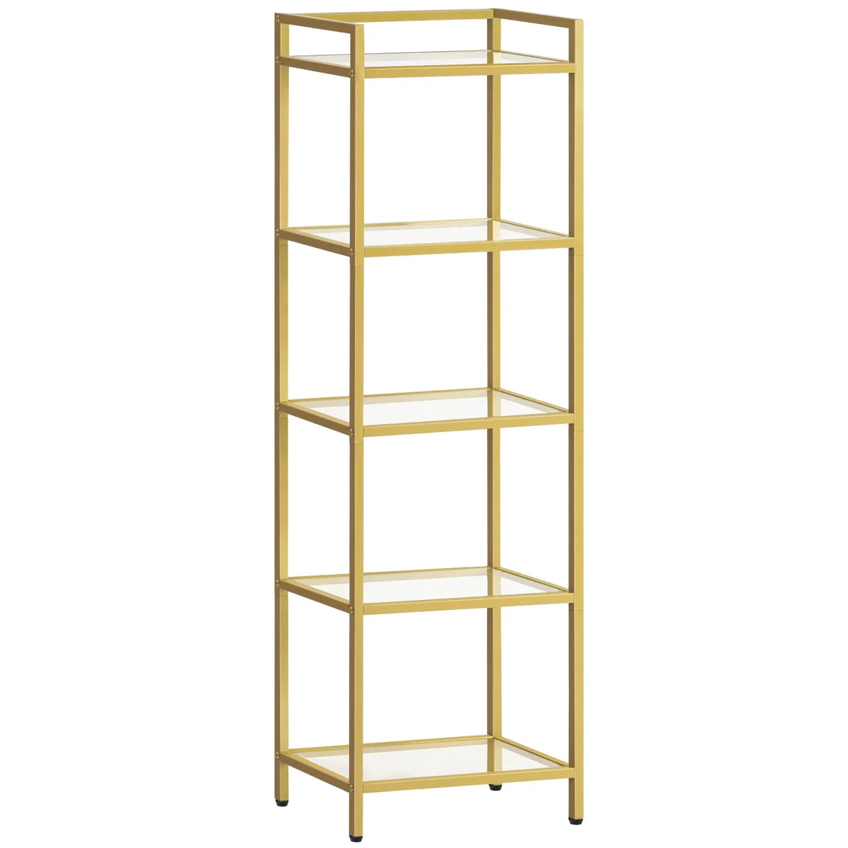 5-Tier Gold Bookcase with Tempered Glass Shelves I9454