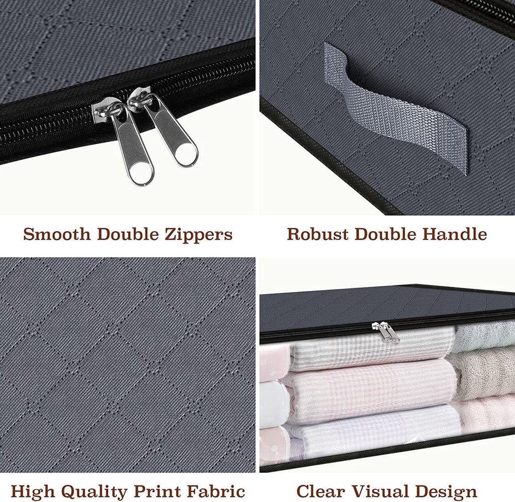 90L 3 Pack Grey Foldable Storage Bins with Durable Handles I421496