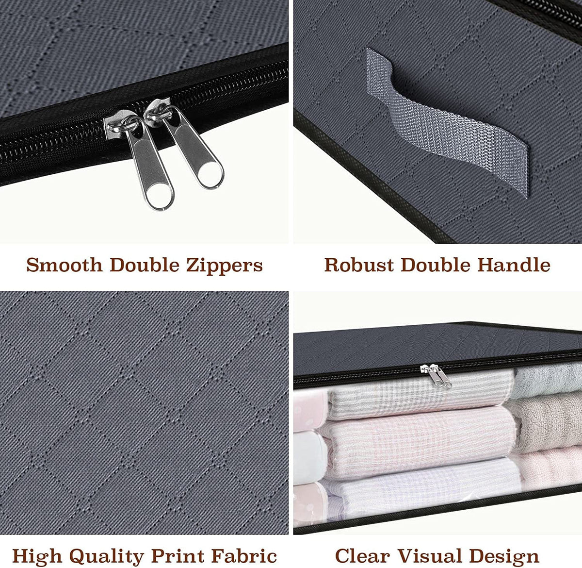 90L 3 Pack Grey Foldable Storage Bins with Durable Handles I421496