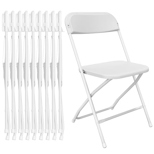 Black Plastic Folding Chairs with Steel Frame, 10 Pack Q7083
