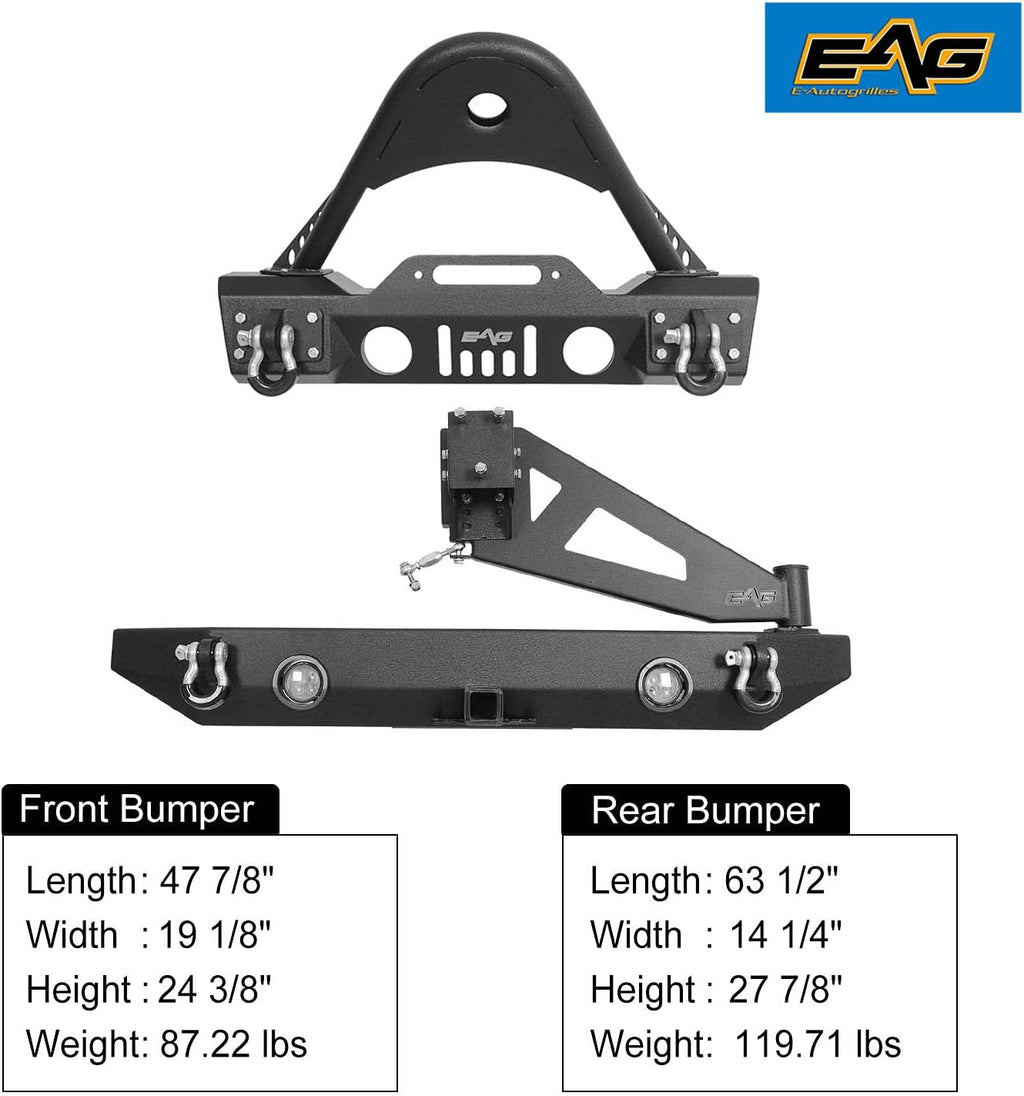 Front Bumper and Rear Bumper with Tire Carrier Combo for Wrangler JK X302701