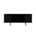 Black TV Stand with 4 Shelves and Solid Wood Legs U84370