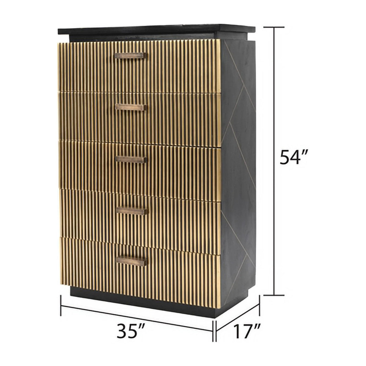 5-Drawer Wood Chest in Black/Gold O10691
