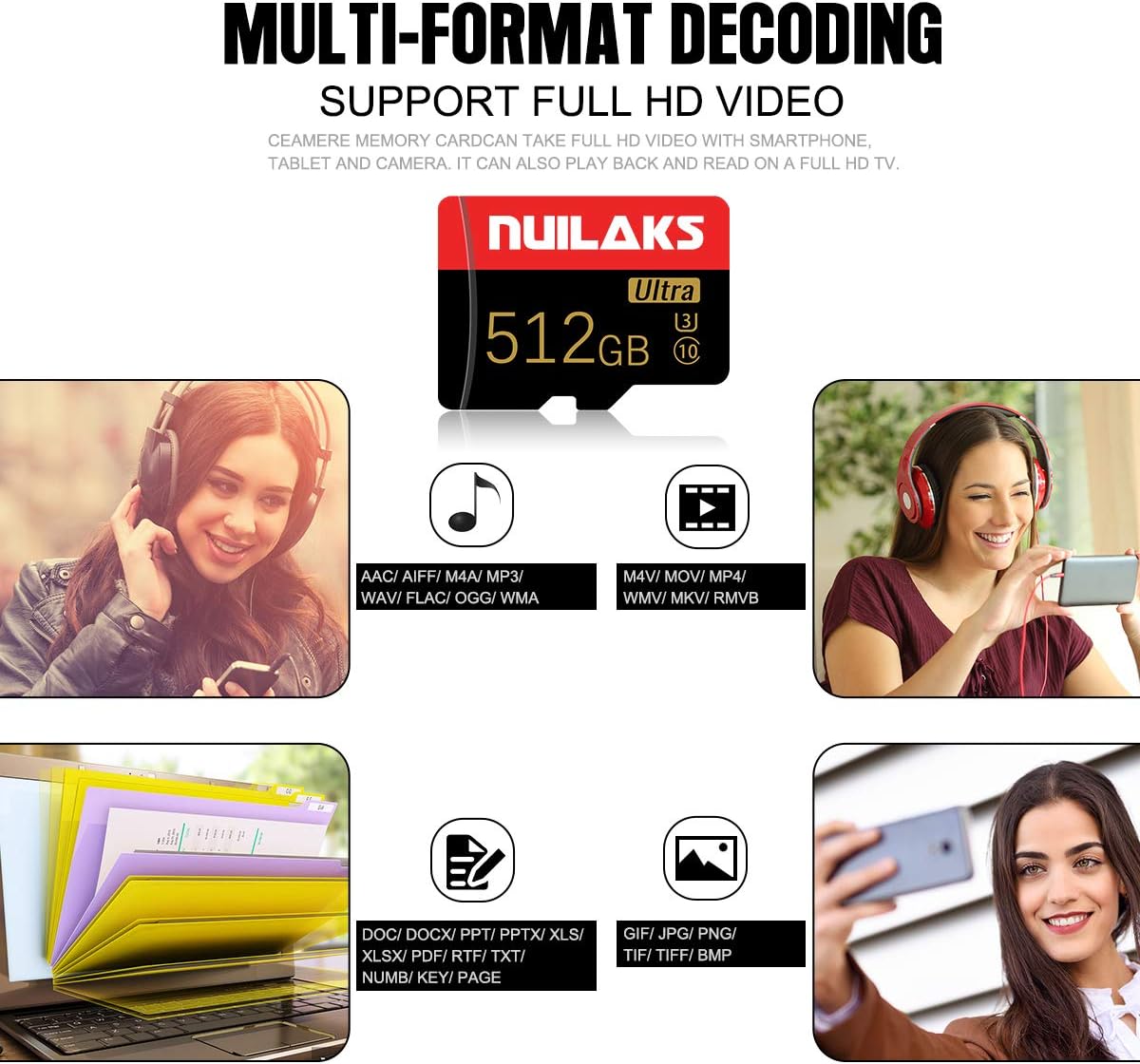 512GB microSDXC UHS-I U3 4K UHD Micro SD Card with Adapter A576