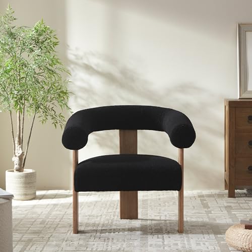 White Upholstered Armchair with Solid Wood Legs B147