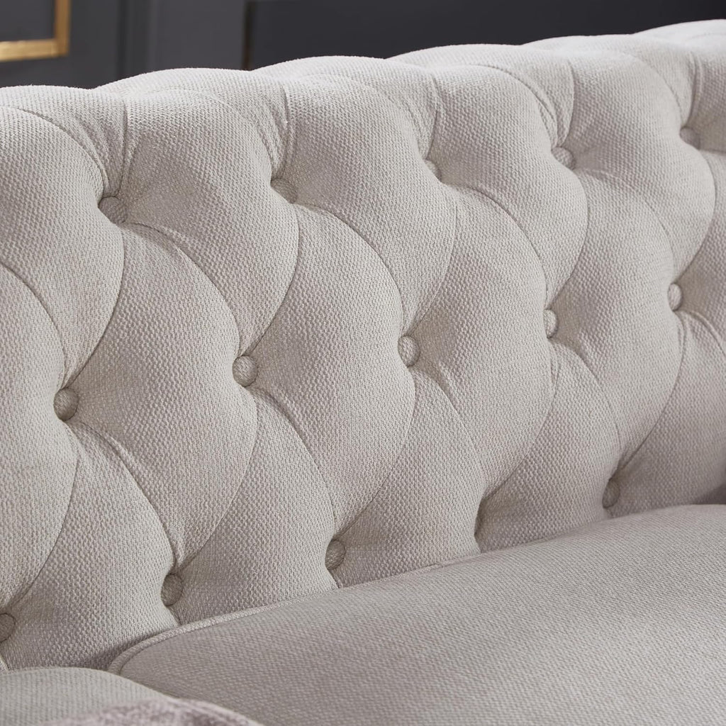 Beige Linen Chesterfield Sofa L23740