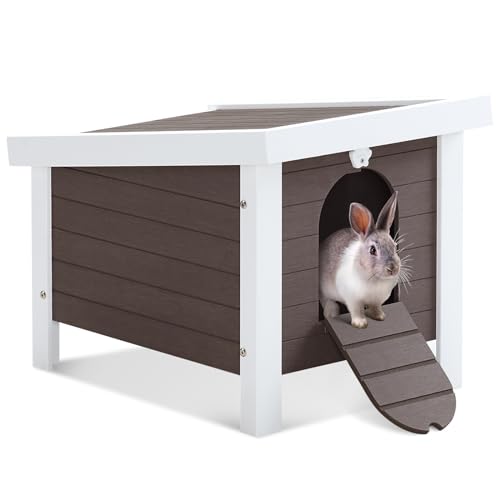 Weatherproof Insulated Small Animal House with Openable Roof, Elevated Feet, Brown B2063