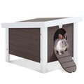 Weatherproof Insulated Small Animal House with Openable Roof, Elevated Feet, Brown B2063