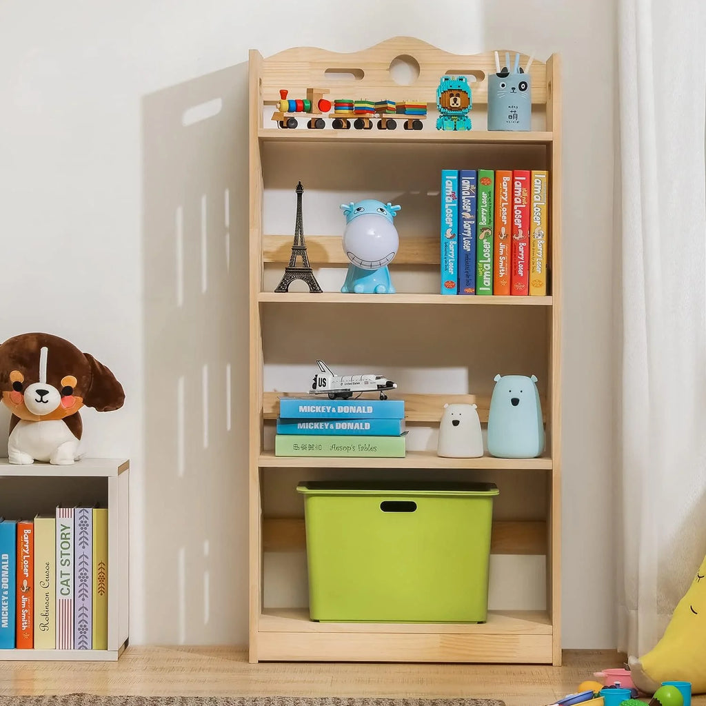 Natural 4 Tier Solid Wood Bookcase F3848