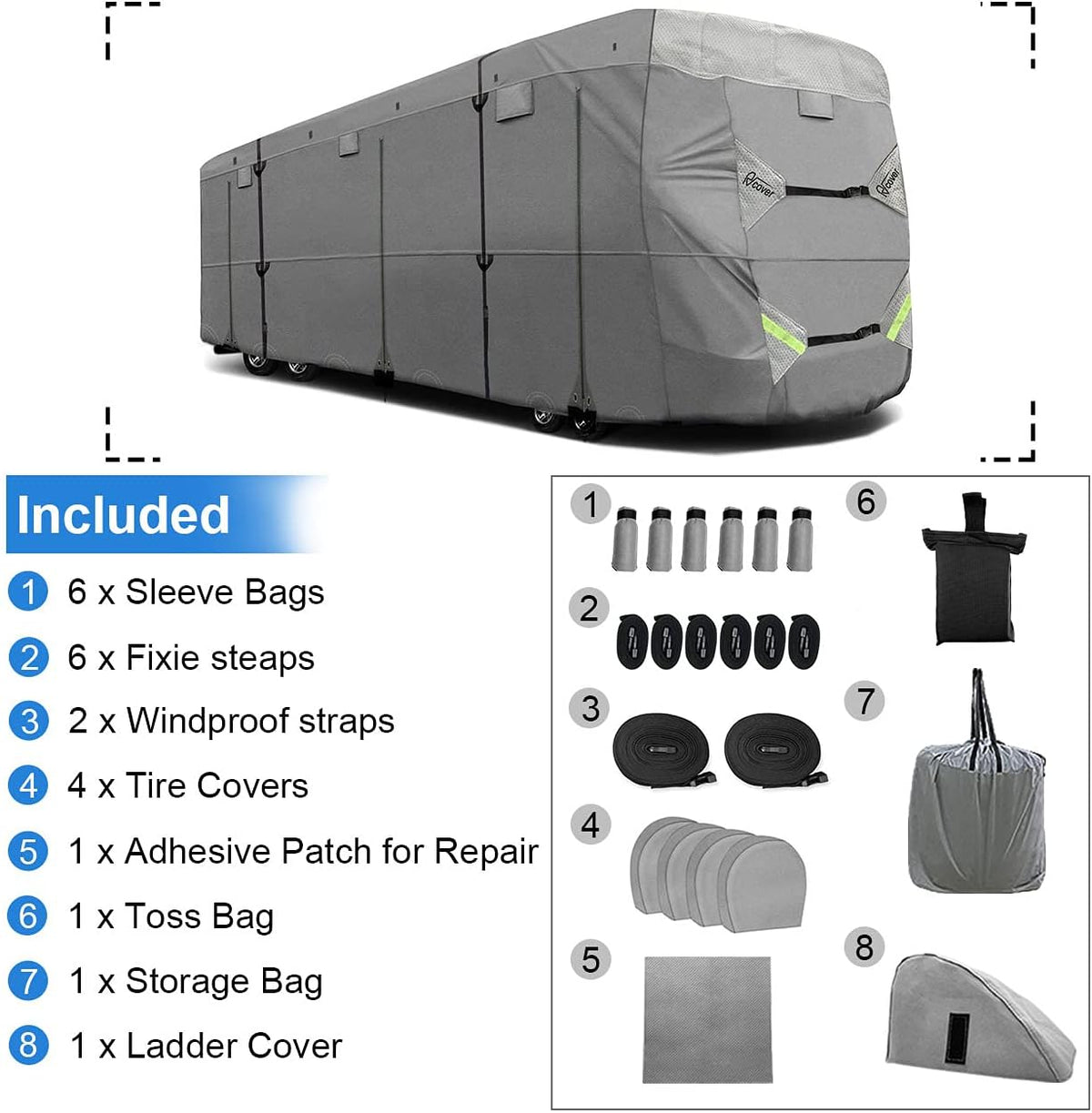 RV Cover Non-Woven Fabric Waterproof Fits 33’ - 37’ Camper Motorhome S796