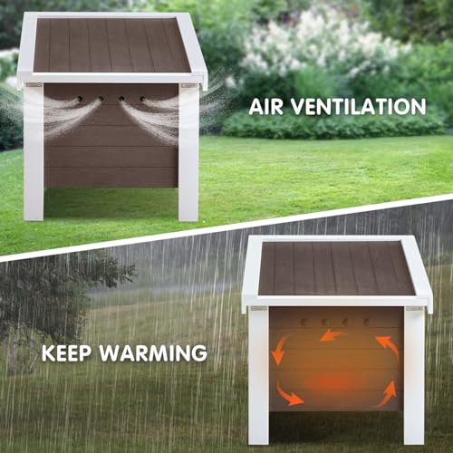 Weatherproof Insulated Small Animal House with Openable Roof, Elevated Feet, Brown B2063