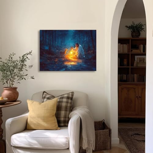Jesus and Lamb Canvas Wall Art E310