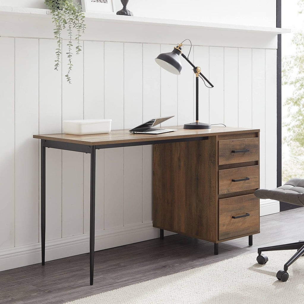 52-Inch 3-Drawer Dark Walnut Desk O55698