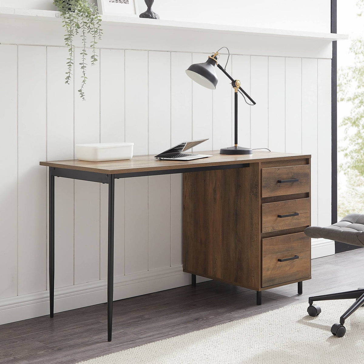 52-Inch 3-Drawer Dark Walnut Desk O55698