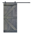 Gray Stained Knotty Pine Wood Interior Sliding Barn Door with Hardware Kit S897255