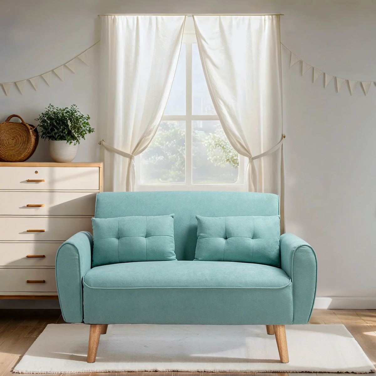 Dark Grey Fabric Upholstered 2-Seat Sofa I521023