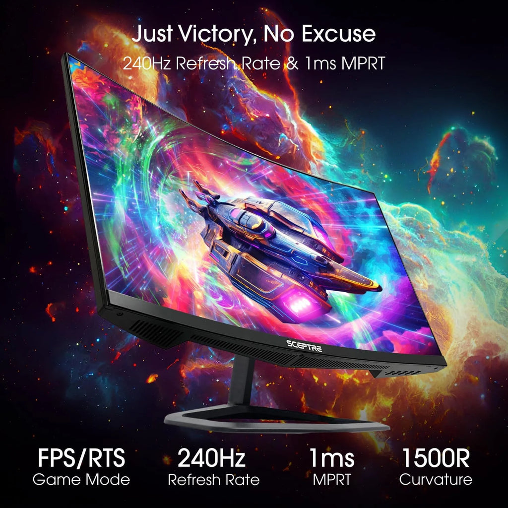 Curved 24.5-inch Gaming Monitor 240Hz 1080p 1ms DisplayPort HDMI Blue Light Shift Built-in Speakers Machine Black G795