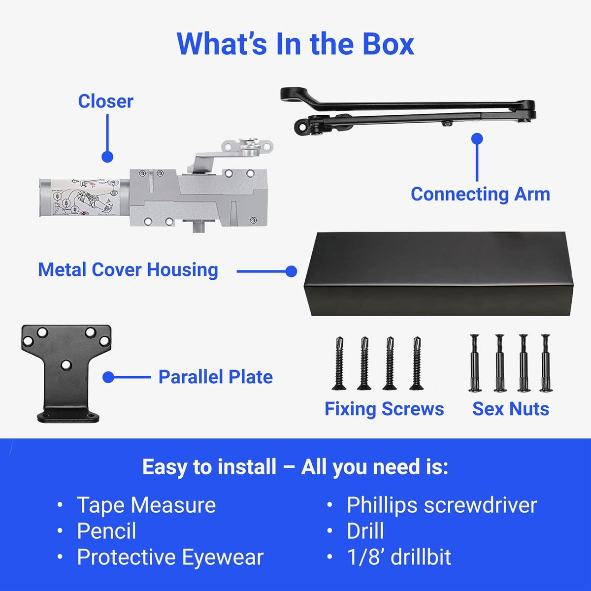 Black Metal Door Closer V256057