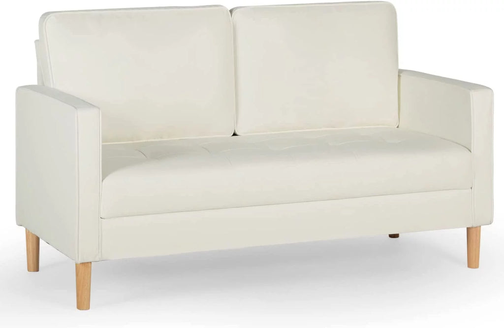 57" Faux Leather 2 Seat Sofa with Armrest E9885