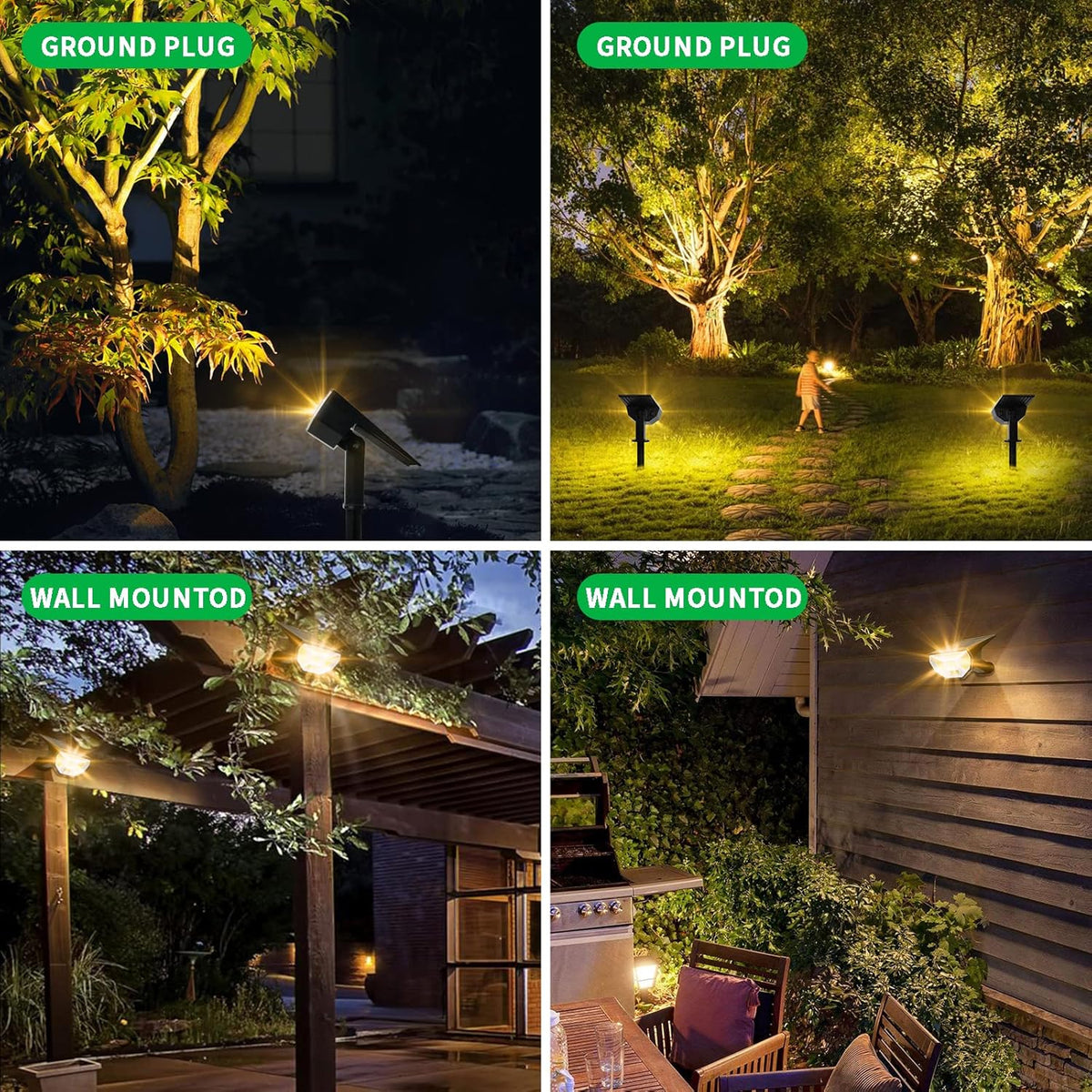 4 Pack Solar Spot Lights Outdoor Waterproof 3000K Warm Light G123264