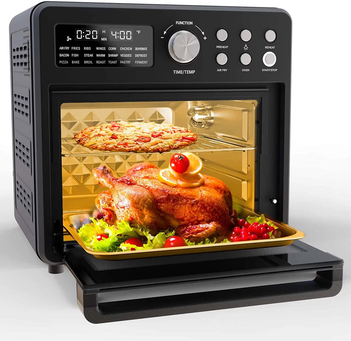 16 Quart 21-in-1 Air Fryer Toaster Oven Combo, 1600W, Black F62643