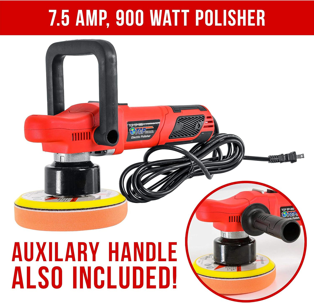 6" Variable Speed Random Orbit Dual-Action Polisher with 6 Pad Buffing and Polishing Kit D12932