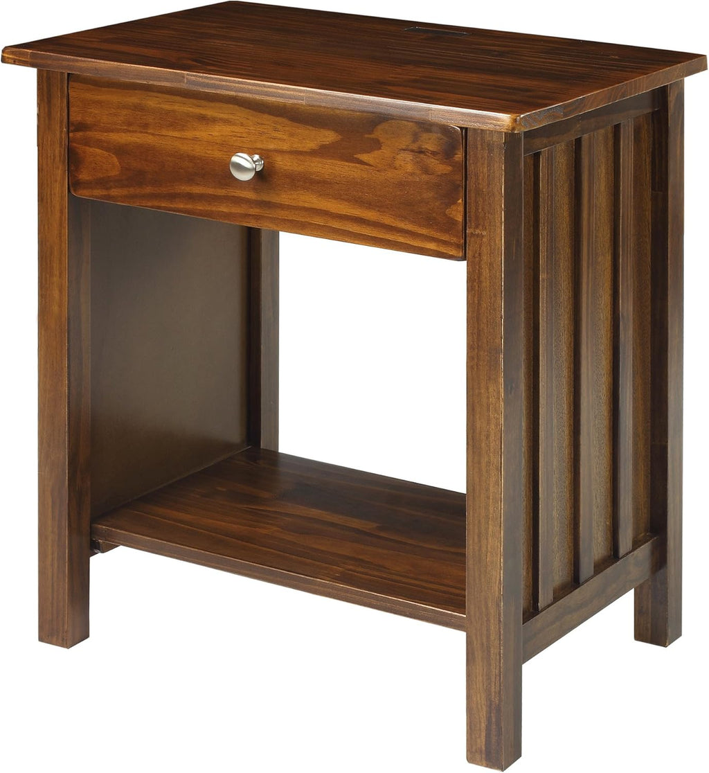Warm Brown Nightstand with USB Ports C504