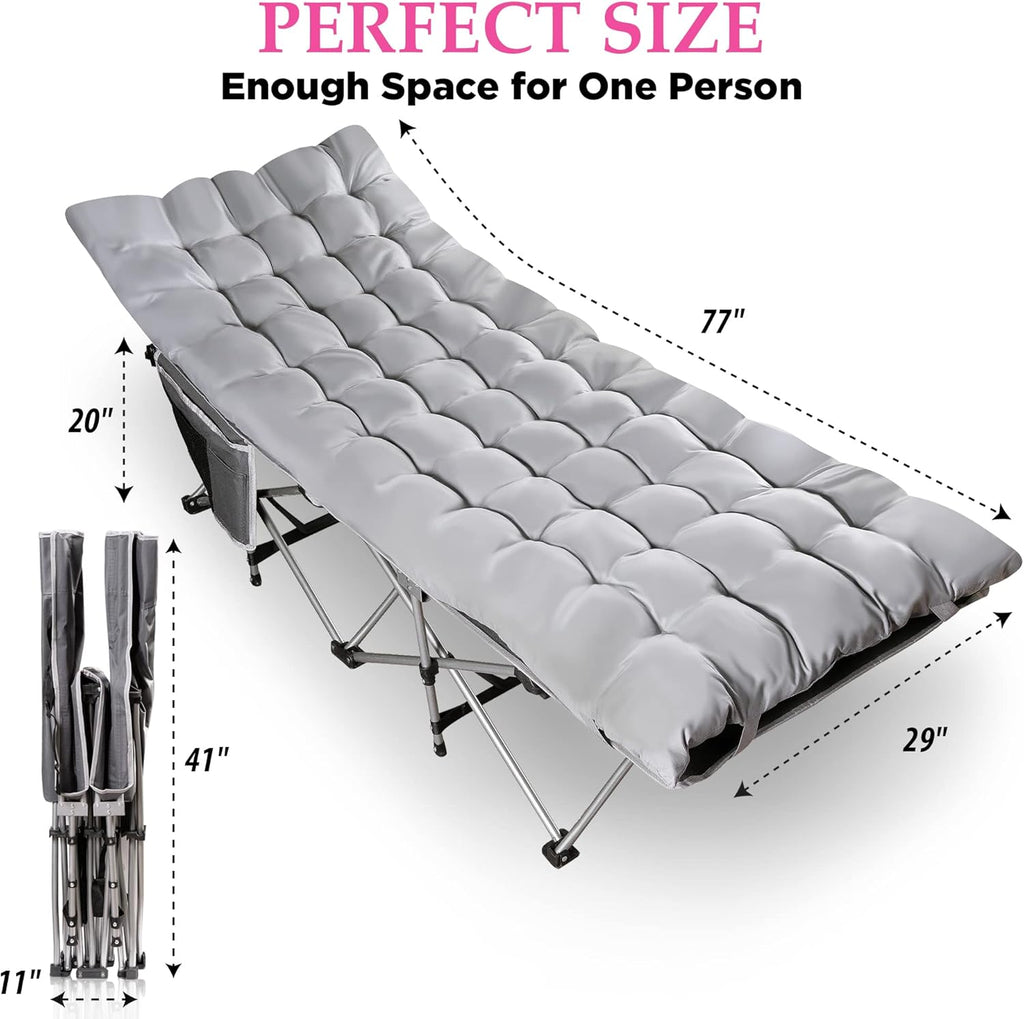 Folding Lightweight Portable Heavy Duty Camping Cot and Cot Pad E57468
