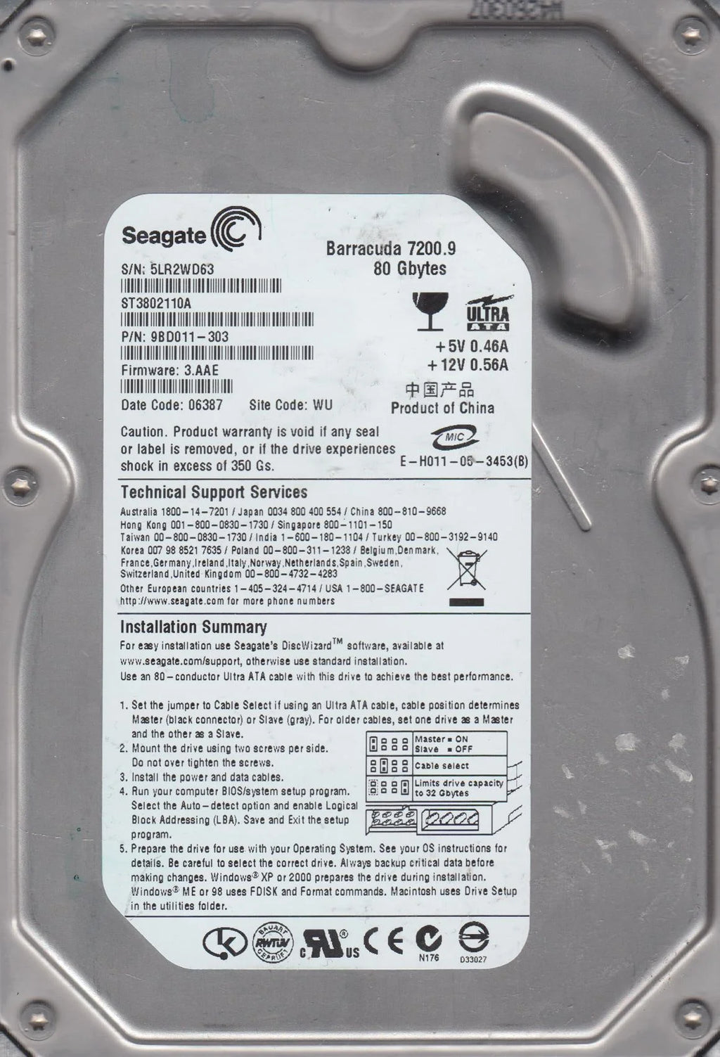80GB IDE 3.5 Hard Drive C69148
