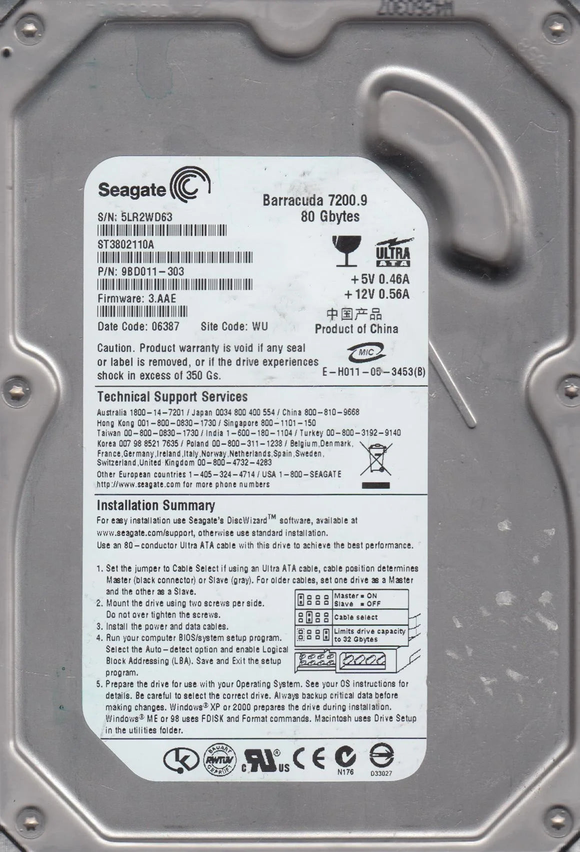 80GB IDE 3.5 Hard Drive C69148