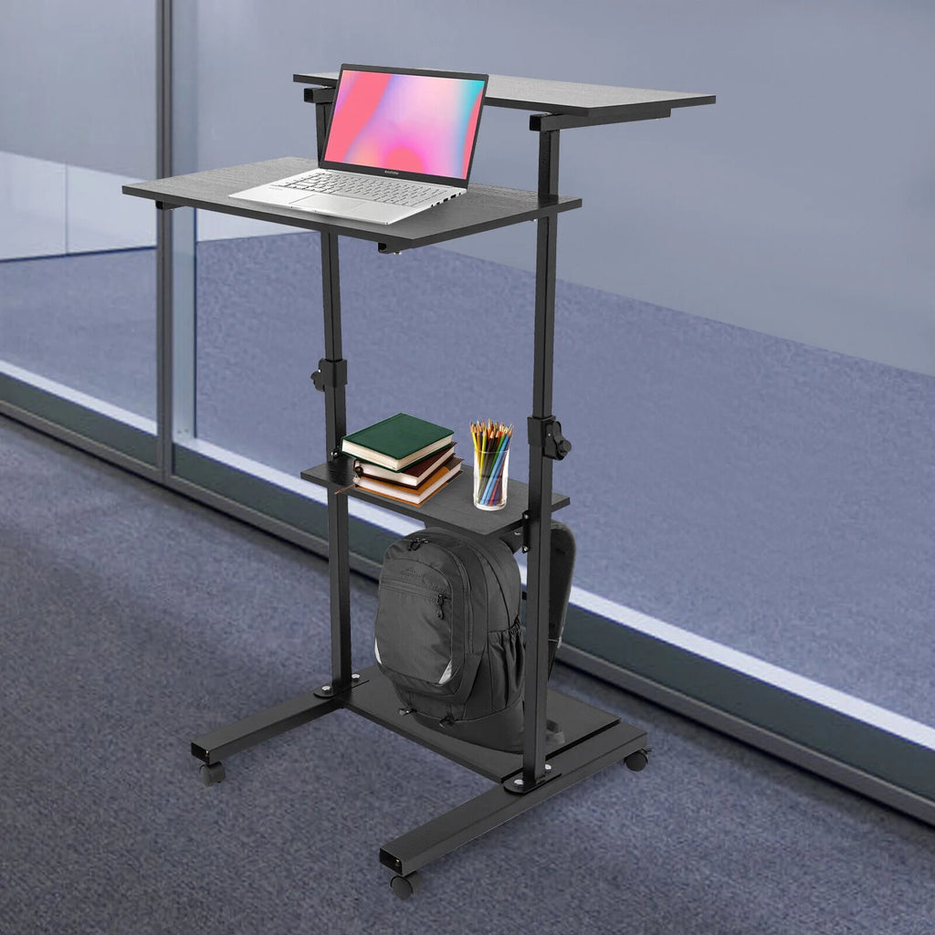 Black Adjustable Mobile Standing Desk C6315