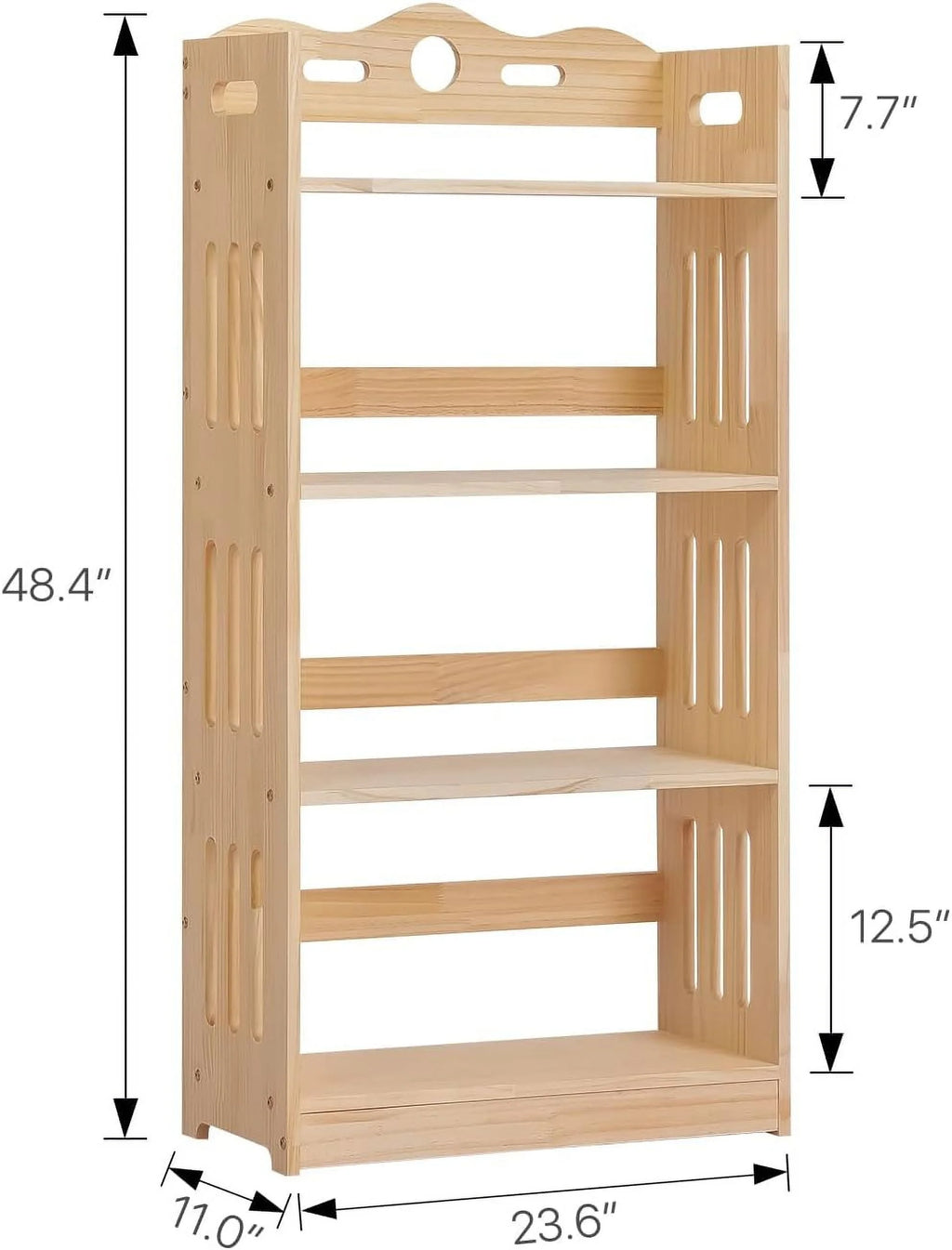 Natural 4 Tier Solid Wood Bookcase F3848