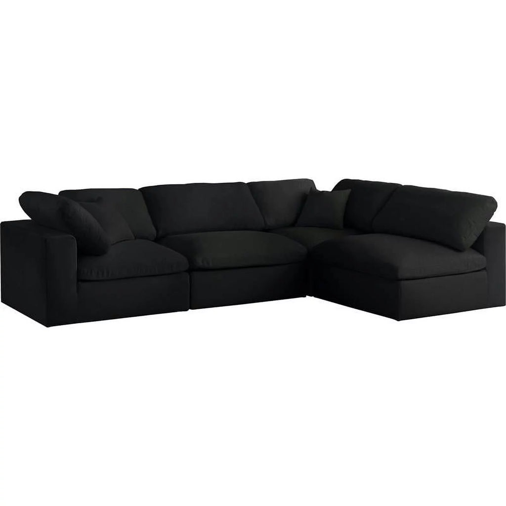 Black Linen Fabric Modular Sectional Z975507