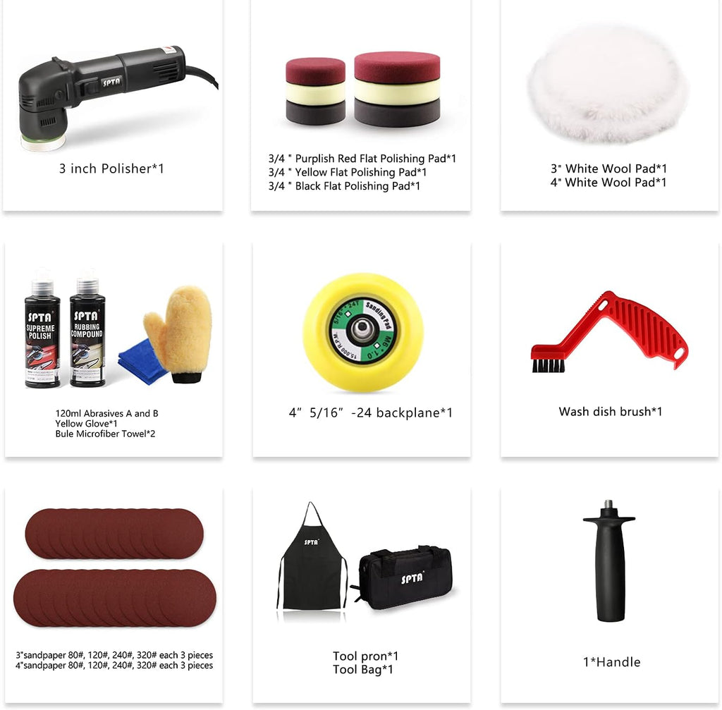 Buffer Polisher 3 Inch 10mm 780W Variable Speed Dual Action Polisher with DA Polishing Pads U6930