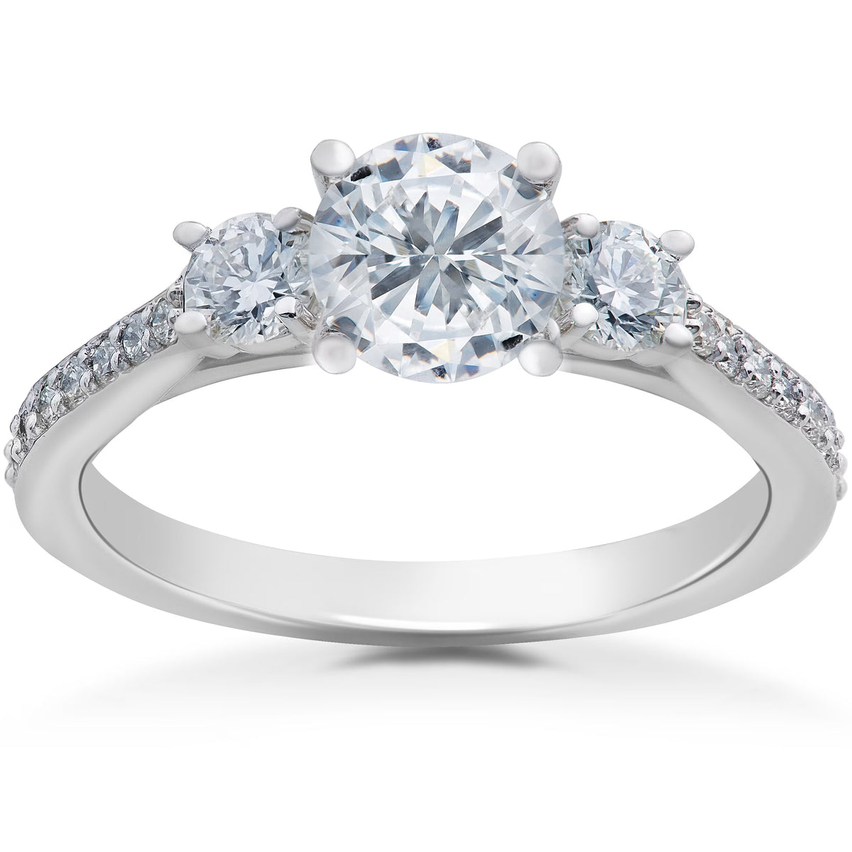 14k White Gold 3-Stone Lab Grown Diamond Engagement Ring U589