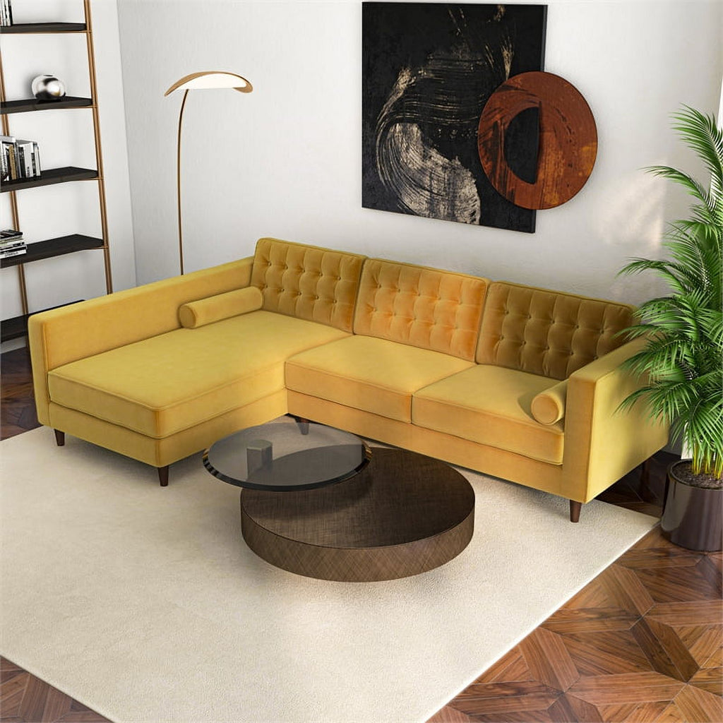 Gold Velvet Left-Facing Sectional Q4280