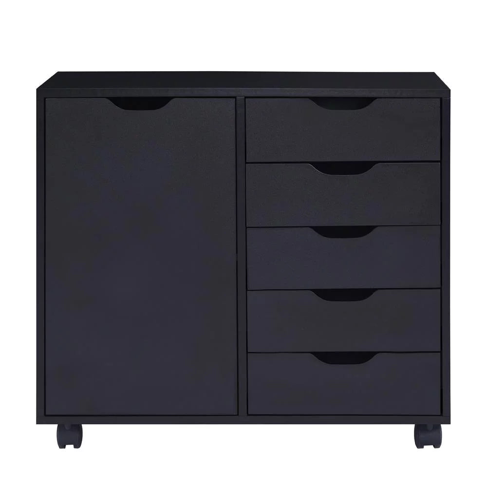 Black 5 Drawer File Cabinet with Wheels B871