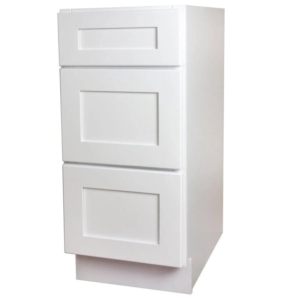 White Shaker 3 Drawer Kitchen Base Cabinet R60535