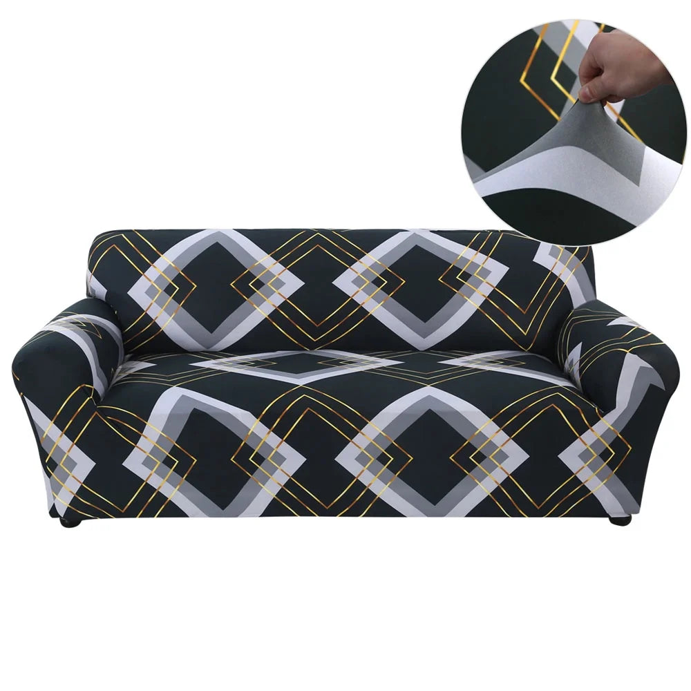 2 Pieces Polyester Fabric Stretch Slipcovers for L Shape Sectional Sofa W4771