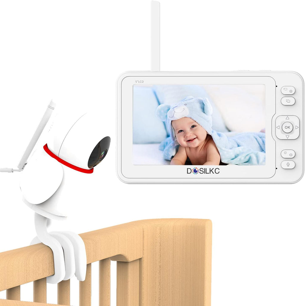 Baby Monitor with Camera and Audio, 5 HD Monitors, No WiFi/App, Night Vision, Sound and Temperature Detection, Twist Mount O5932