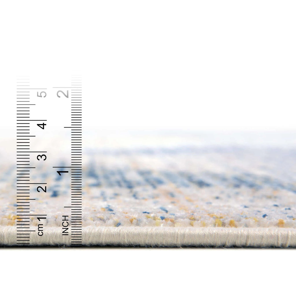 8 Ft Square Blue Ivory Medium Rug E752
