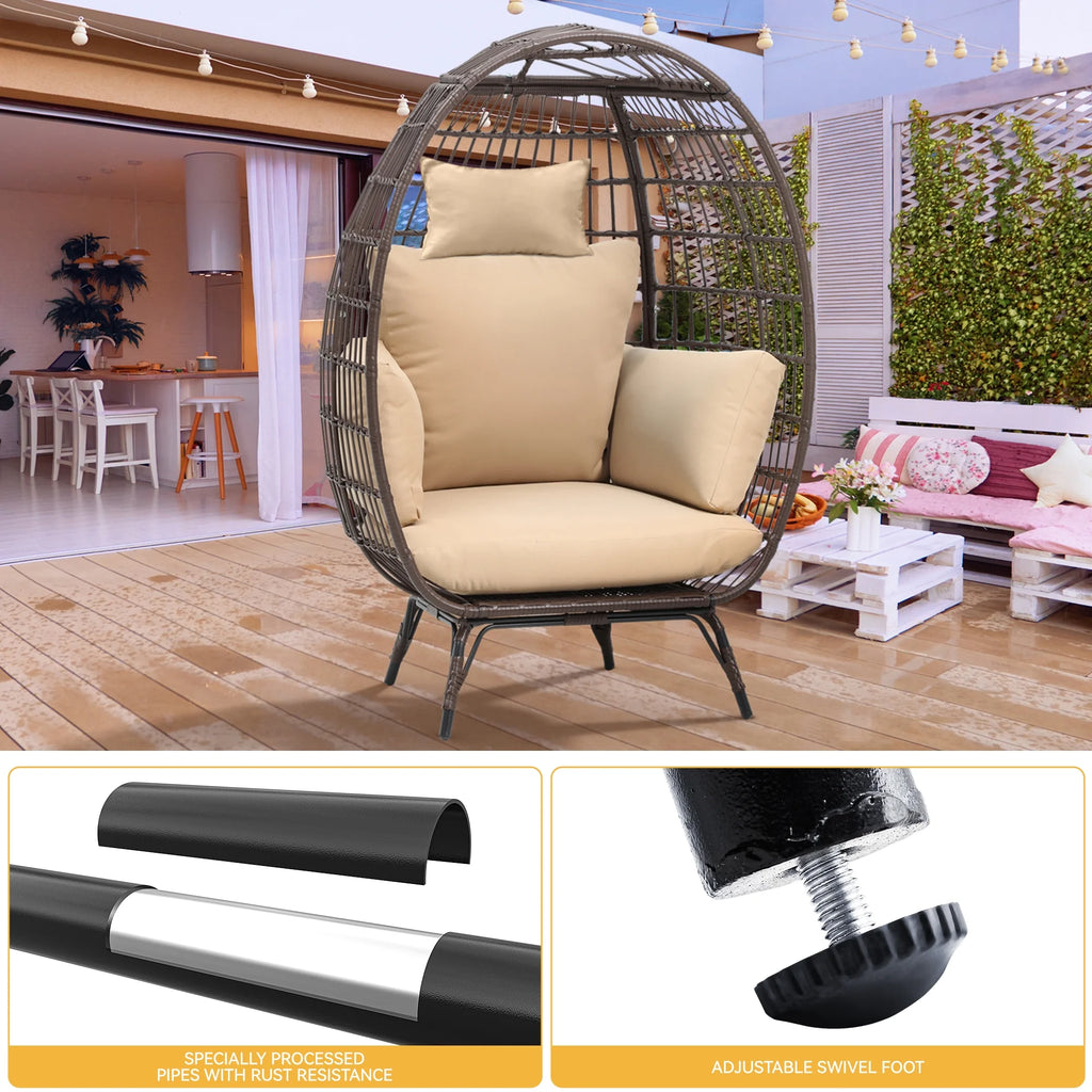 Egg Chair with Cushion Wicker PE Rattan Chair X148