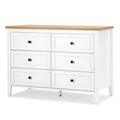 White 6 Drawer Wood Dresser with Metal Knobs Y931865