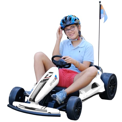 24V 10Ah Electric Go Kart with Drifting Function, 2WD Ride On Car, White C908