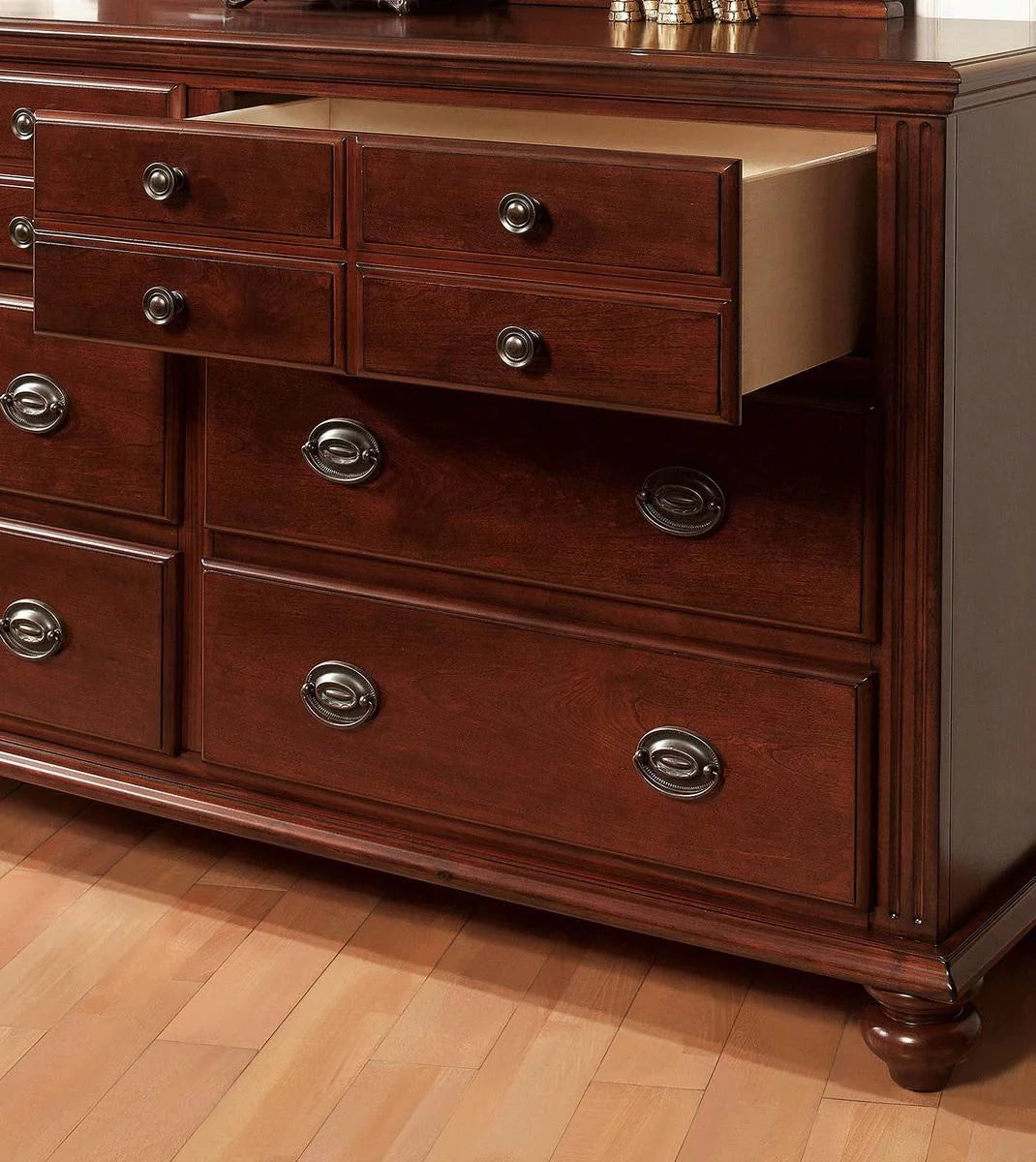 Cherry Solid Wood King Bedroom Set 5pcs N40297