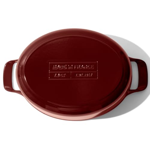 Oval Dutch Oven 7.5 Quart Ruby Red Enameled Cast Iron Induction Compatible Y6242