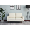 Beige Faux Leather Square Arm Loveseat P20564