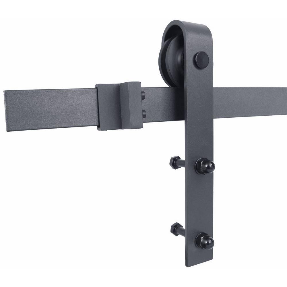 Gray Stained Knotty Pine Wood Interior Sliding Barn Door with Hardware Kit S897255