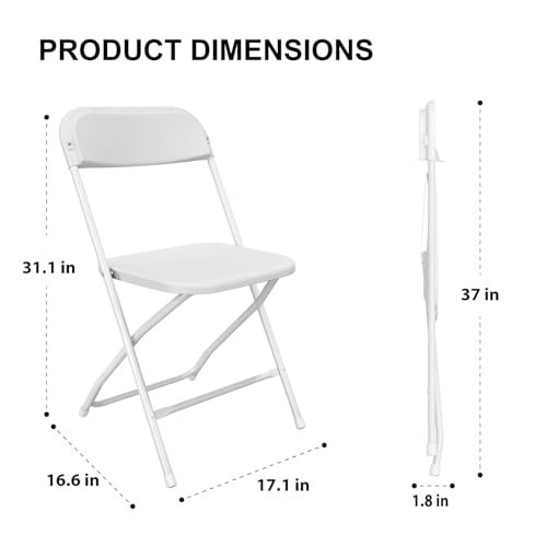 Black Plastic Folding Chairs with Steel Frame, 10 Pack Q7083
